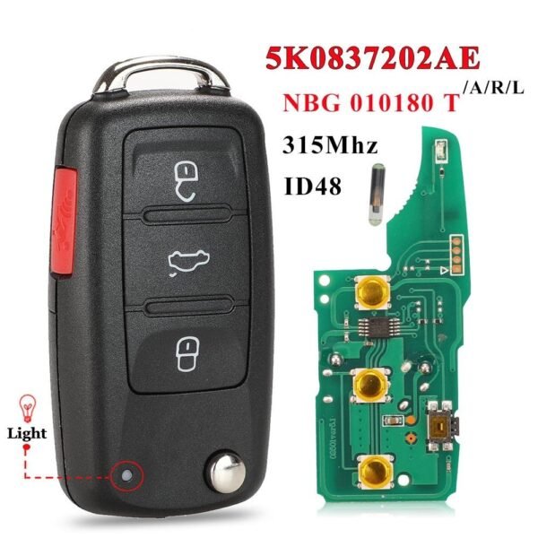 VW Remote Key 5K0837202AE /A/R Keyless Go